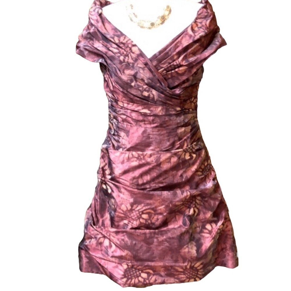 Rickie Freeman Teri Jon Iridescent Floral Women's Formal Dress Size 8 Like New